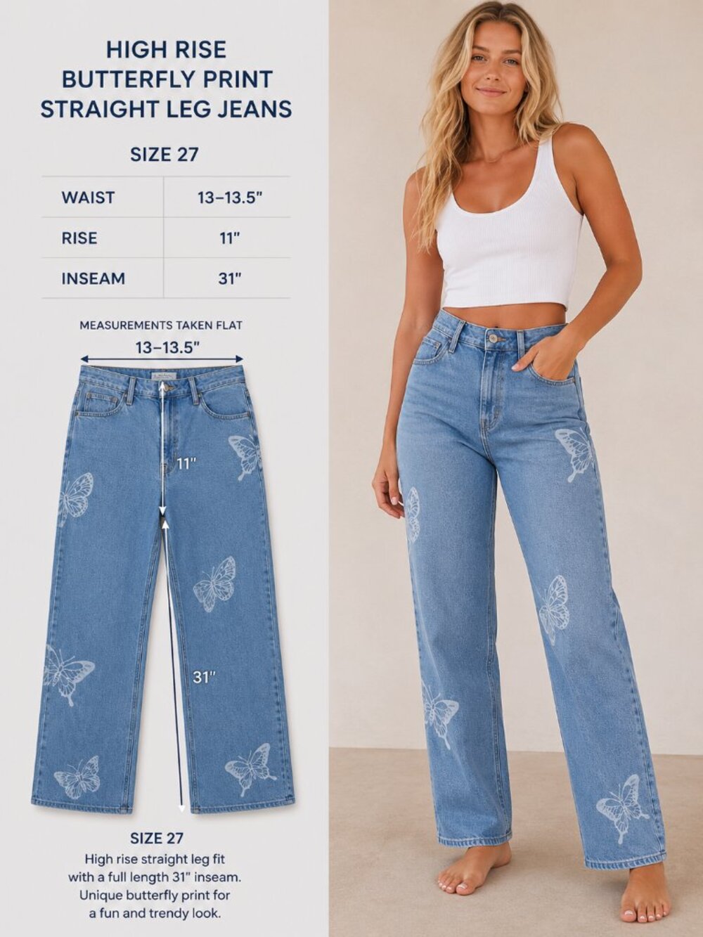 Hollister Butterfly Print Ultra High Rise Jean